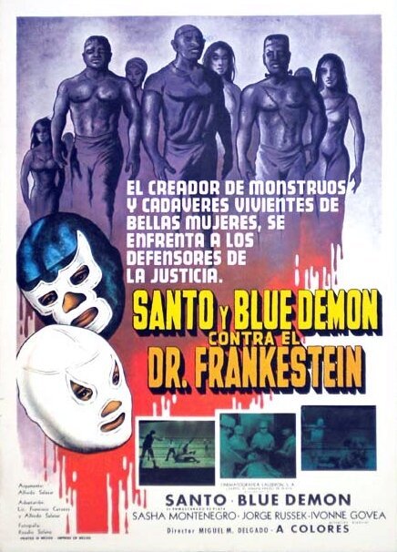 Постер фильма Santo y Blue Demon contra el doctor Frankenstein